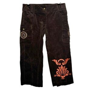 Vintage Y2K Spy Zone Exchange Brown Corduroy Low Rise Capri Cargo Pants Small